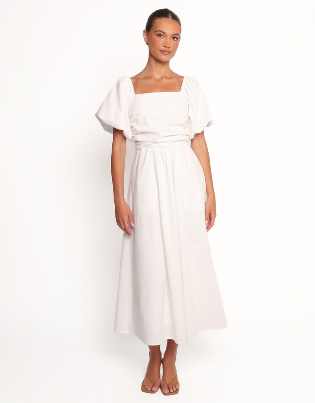 Petal & Pup - Clo Puff Sleeve Midi Dress - White