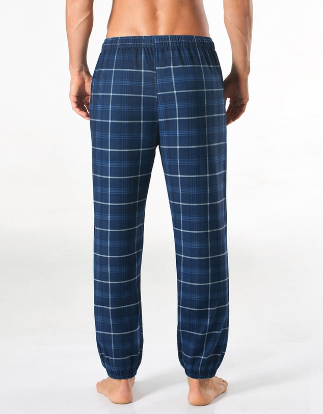 Mitch Dowd - Mens Check Herringbone Pyjama Pant - Navy