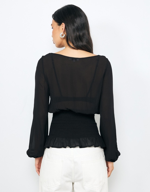 AERE - Balloon Sleeve Georgette Top