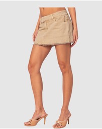 EDIKTED - Charli Frayed Denim Mini Skirt