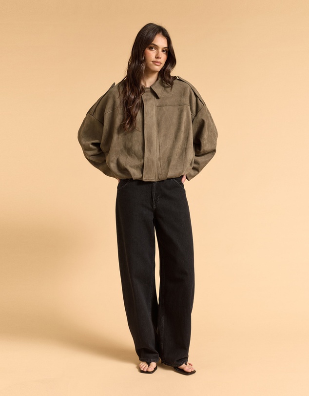 MVN - Faux Suede Bomber Jacket