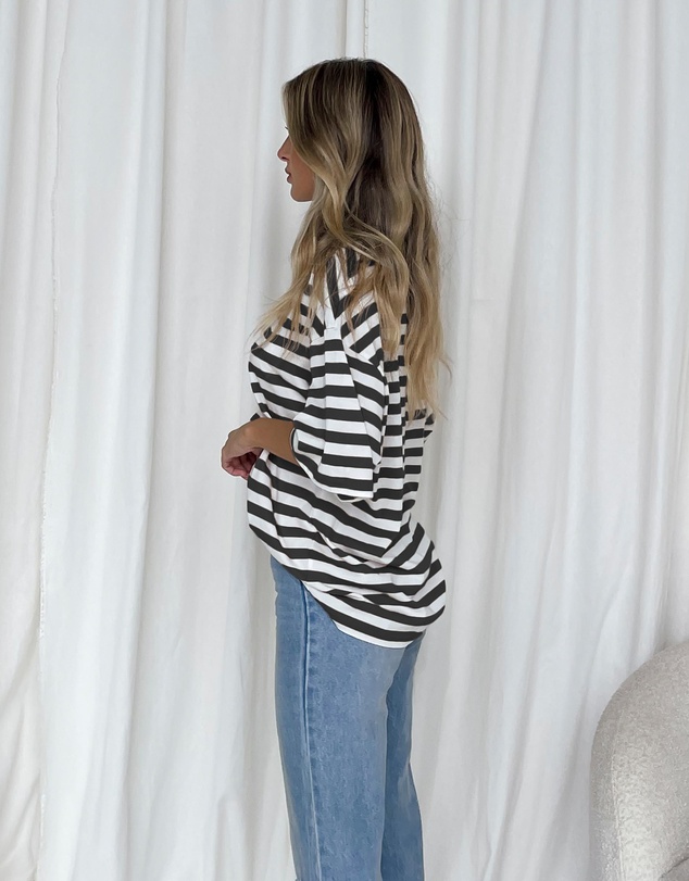 Dazie - Nostalgia Stripe Oversized Boyfriend Tee