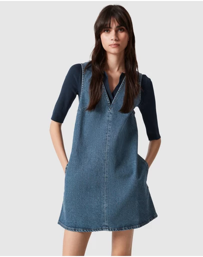 & Other Stories - V-Neck Denim Mini Dress