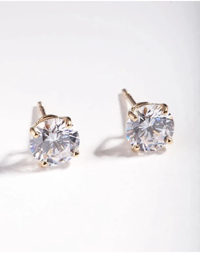 Lovisa - Gold Plated Sterling Silver 1 Carat Cubic Zirconia Stud Earrings