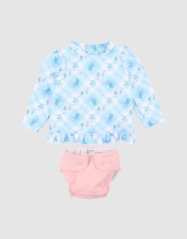 Minihaha - Frankie LS Rash Aqua Nappy Set - Babies