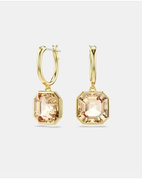 Swarovski - Millenia Drop Earrings, Square Cut, Caramel, Gold-tone-Plated
