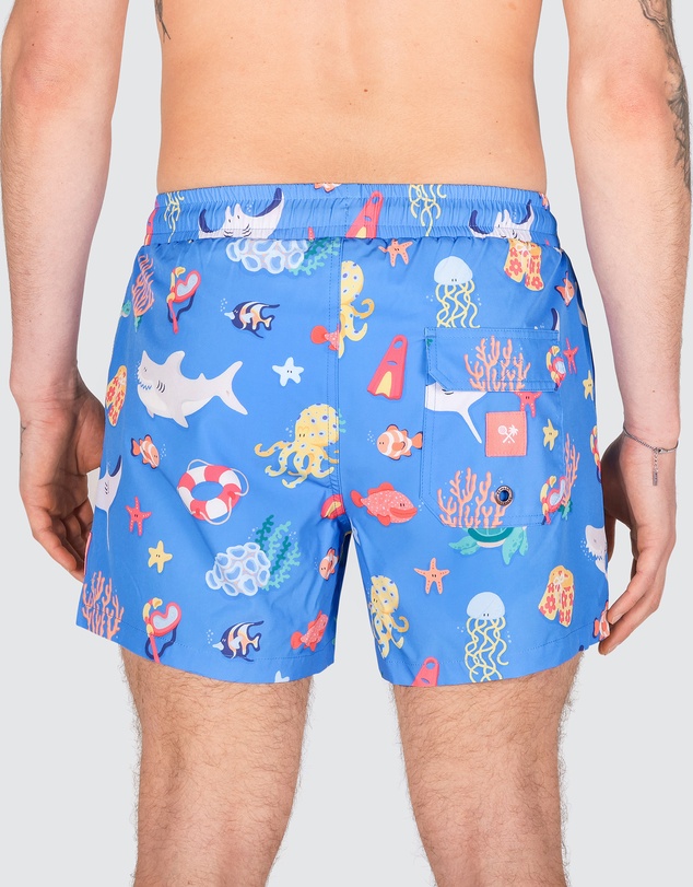 Skwosh - Great Barrier Reef Men's Eco Swim Shorts in Blue