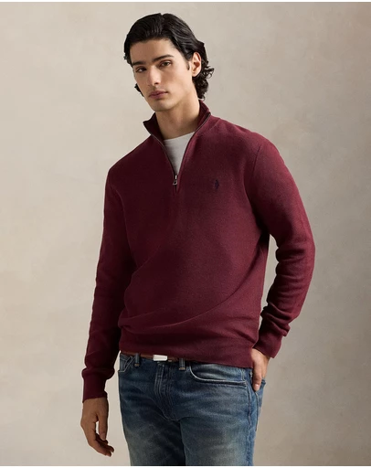 Polo Ralph Lauren - Mesh-Knit Cotton Quarter-Zip Sweater