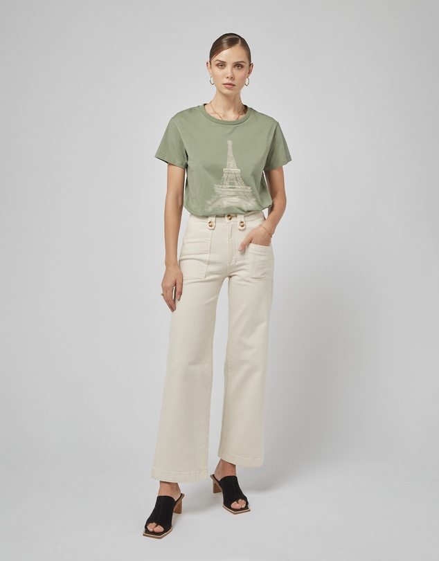 DRICOPER DENIM - Clare Oil Green Printed Tee
