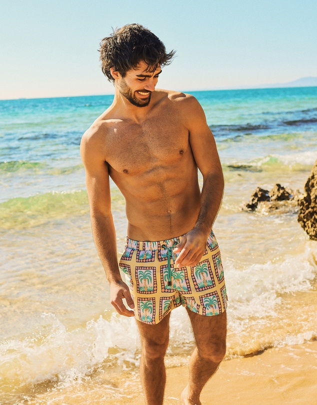 Skwosh - Palm Reader Mens Swim Shorts in Mustard
