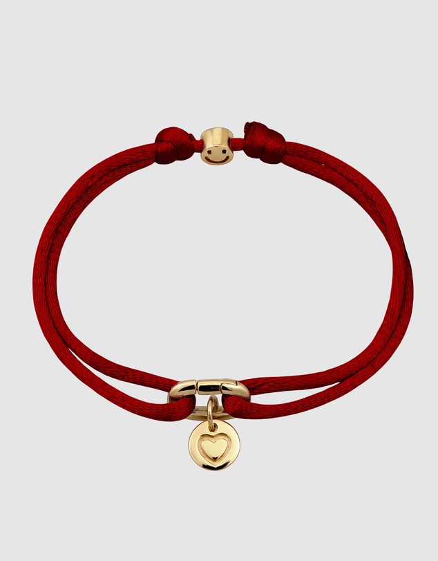 Elli Jewelry - Heart Charm Red Satin Bracelet