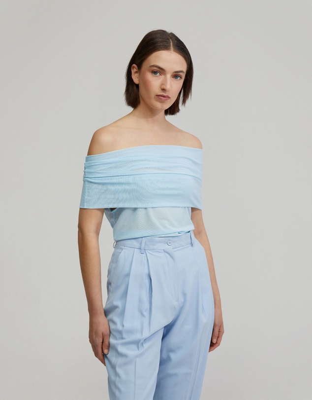 Oxford - Nia Mesh Off-Shoulder Top