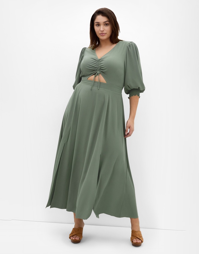 City Chic - Plus size Jolene V Neck Maxi Dress - khaki