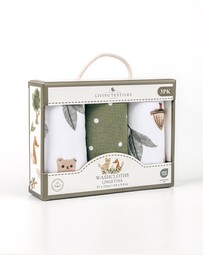 Living Textiles - 3 Pack Jersey Wash Cloths - Forest Retreat