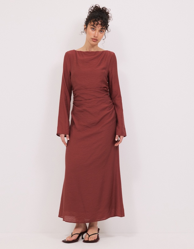 Calli - Lydia LS Ruched Midi Dress