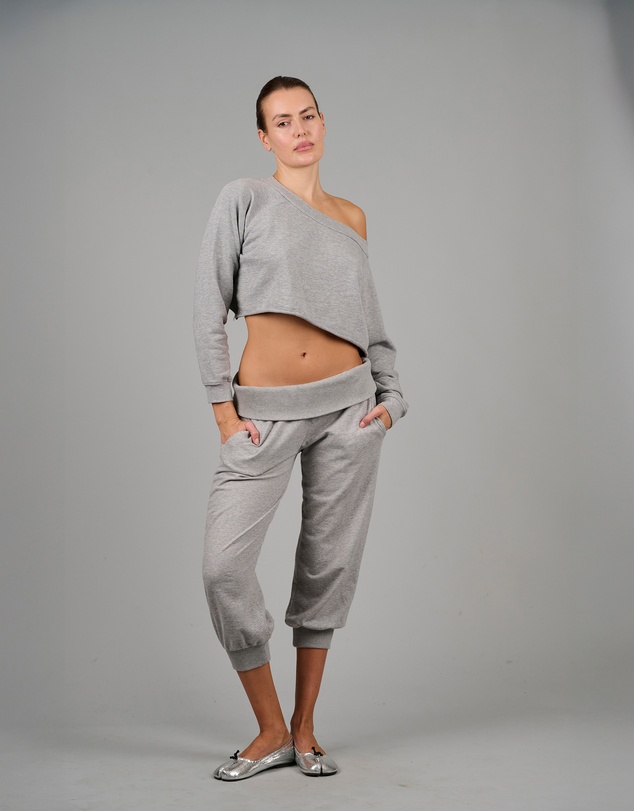 Love and Nostalgia - ‘Weekender’ Capri Track Pant - Grey Marl