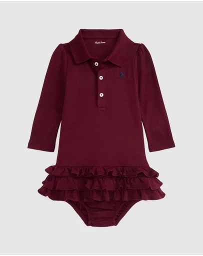 Polo Ralph Lauren - Ruffled Soft Cotton Polo Dress & Bloomer - ICONIC EXCLUSIVE - Babies