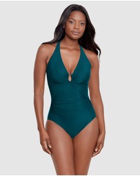 Miraclesuit Swimwear  - Bling Plunge Neck One Piece Shaping Swimsuit