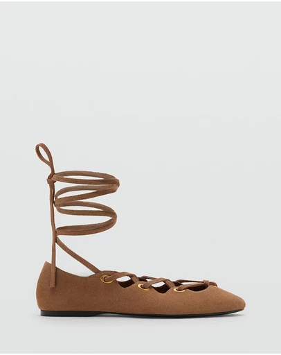 M.N.G - Lace Leather Flat