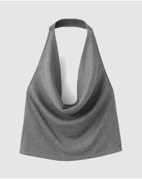 M.N.G - Draped Neck Rhinestone Top
