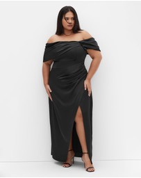 City Chic - Plus size Paloma Off Shoulder Maxi Dress - black
