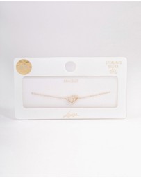 Lovisa - Gold Plated Sterling Silver Cubic Zirconia Heart Link Bracelet