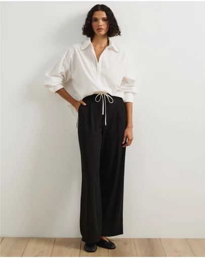 Atmos&Here - Cally Contrast Waist Wide Leg Pants