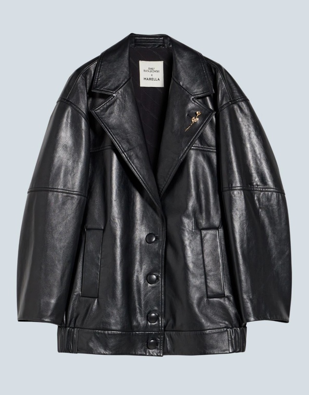 Marella - ICONIC EXCLUSIVE - Emily Ratajkowski - Bomber Leather Jacket