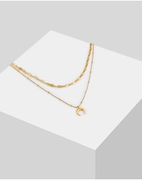Elli Jewelry - Necklace Layer Half Moon Pendant Astro Trend in 925 Sterling Silver Gold Plated