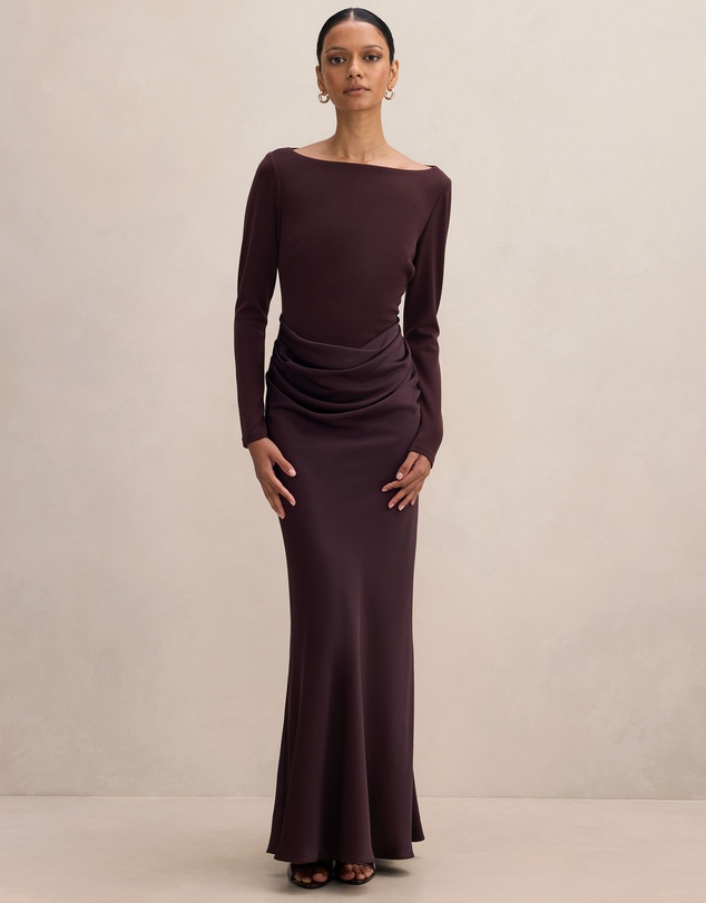 Forever New Petite - Briella Petite Boat Neck Drape Maxi Dress