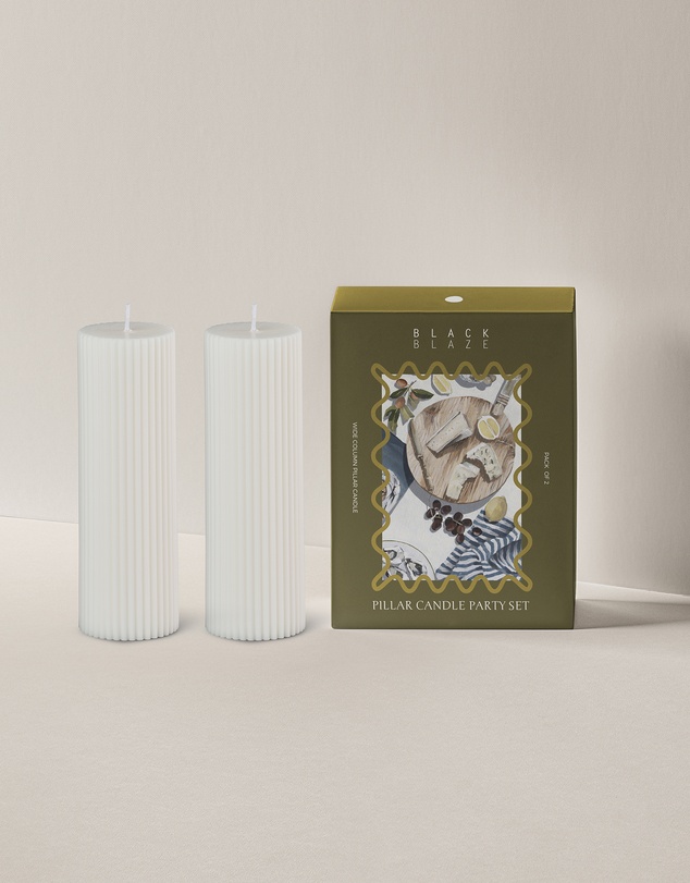 Black Blaze - Wide Column Pillar Candle Party Set
