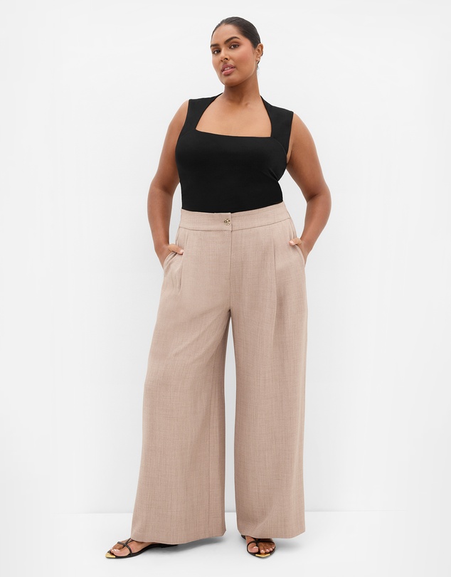 City Chic - Plus size Luci Wide Leg Pant - latte
