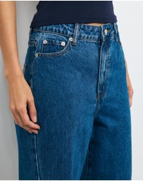 AERE - High Rise Seam Detail Wide Leg Jeans