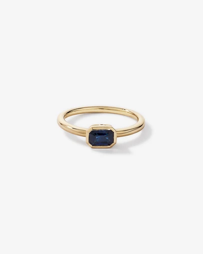 Michael Hill - Australian Sapphire Emerald Cut Bezel Set Ring in 10kt Yellow Gold
