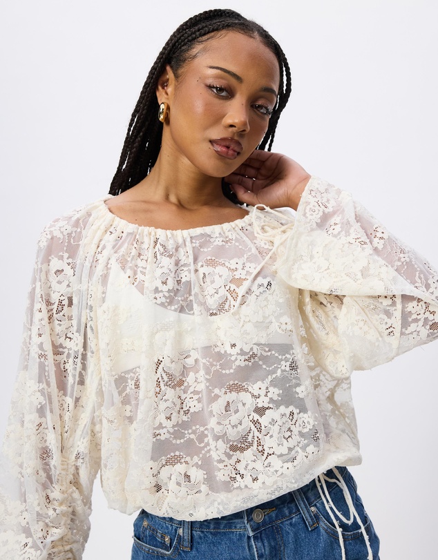 & Other Stories - Gathered Lace Blouse
