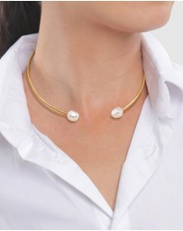 Elli Jewelry - Open Pearl Choker in Gold-Plated 925 Sterling Silver