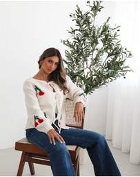 Esther & Co - Jaya Cardigan - Cream Print