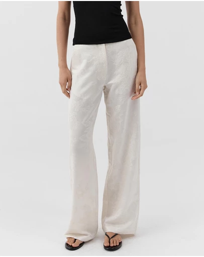St. Agni - Silk Wool Jacquard Minimal Pants