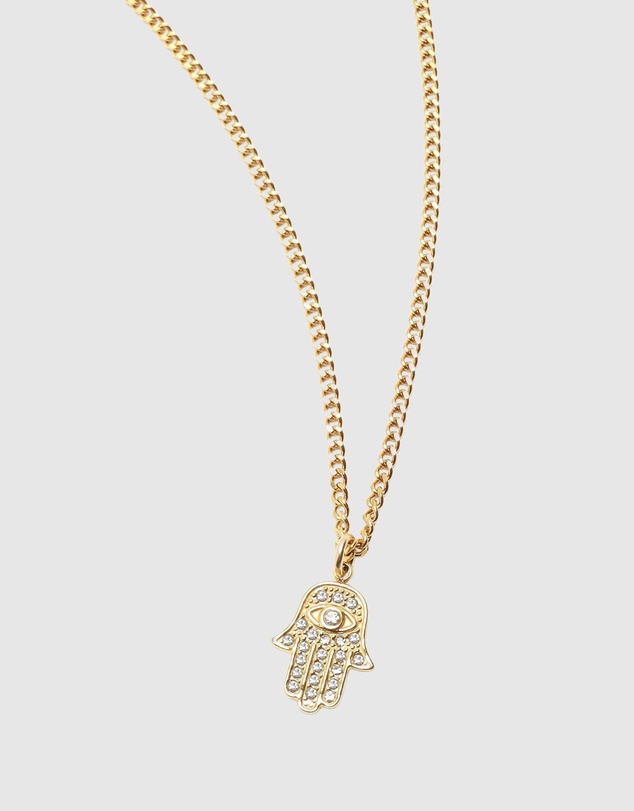 Nialaya Jewellery - Men's Hamsa Hand Necklace in Gold
