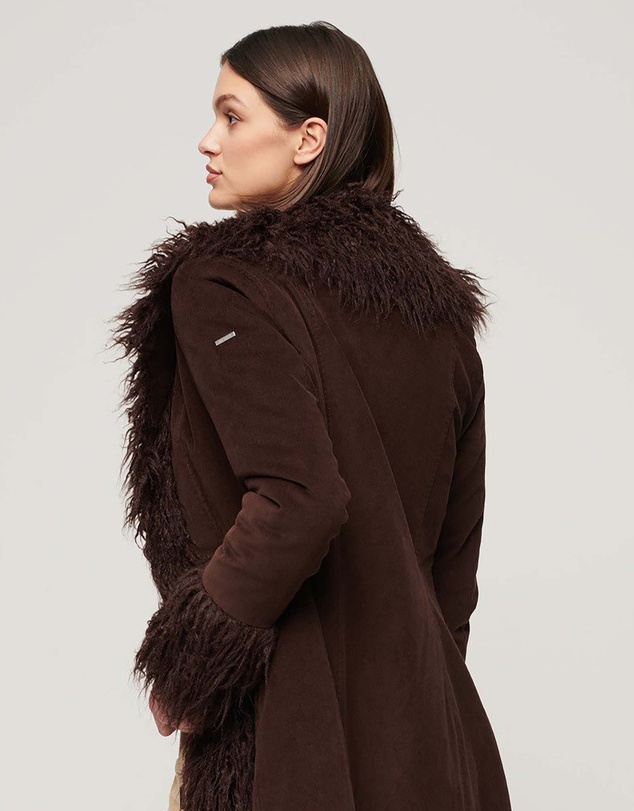 Superdry - Faux Fur Lined Longline Afghan Coat