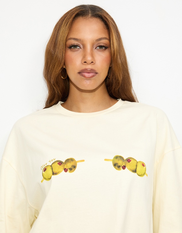 Dazie - Olive You Oversized Graphic Tee