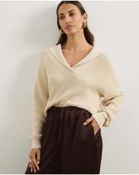 Atmos&Here - Natalie Oversized V-Neck Knit Jumper