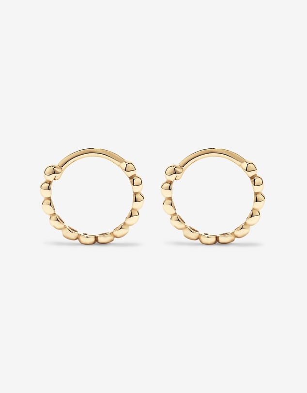 Michael Hill - 12mm Medium Beaded Huggie Earrings in 10kt Yellow Gold