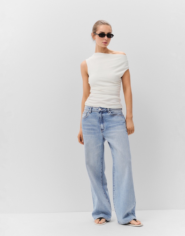 UNISON - Textured Cowl Neck Top
