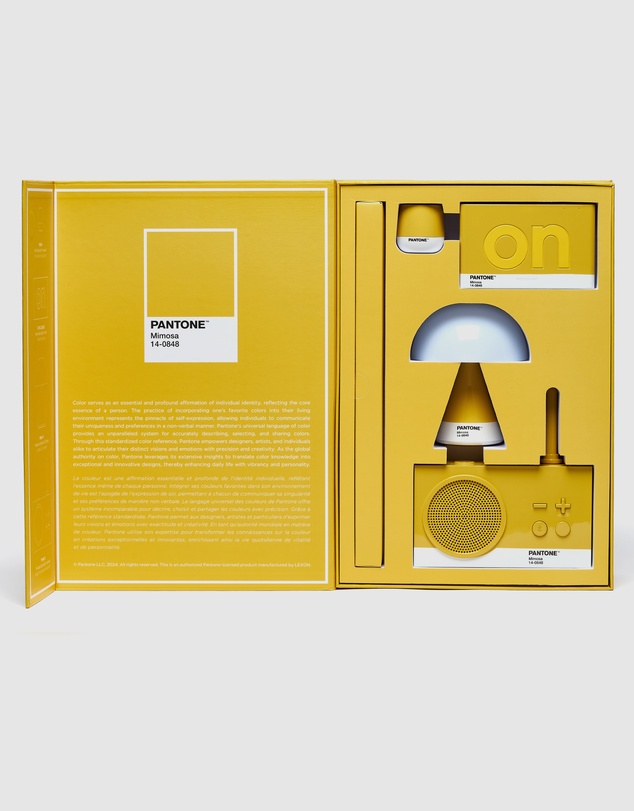 Lexon - Lexon GIFT Set PANTONE - Includes Mino+ Mini Speaker, Flip Classic Clock, Mina M Lamp, Thykho 3 Speaker - Yellow