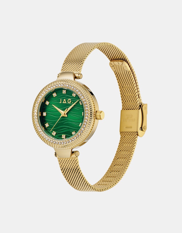Jag - Maddy Womens Green Dial 31mm Gold Watch