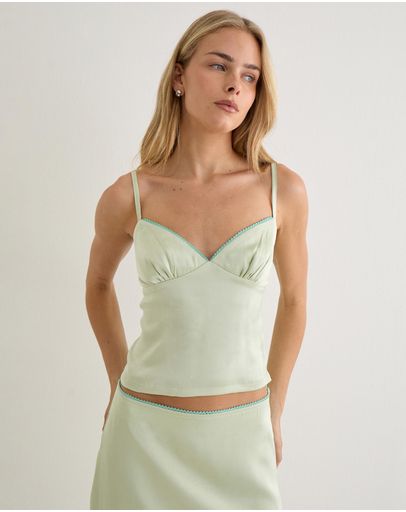 W Picot Trim Satin Sage 28
