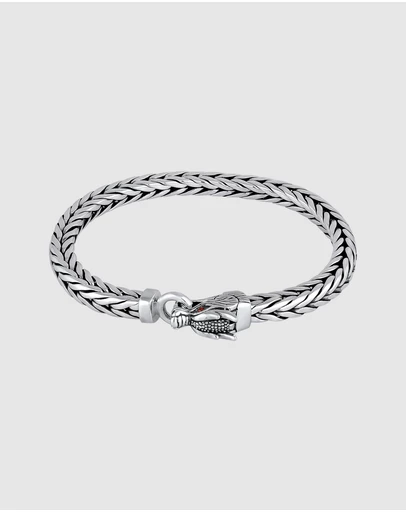 Kuzzoi - Bracelet Dragon Head Wheat Chain Bracelet in 925 Silver