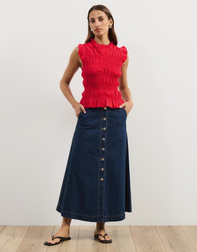 Atmos&Here - Coralie Linen Blend Frill Top