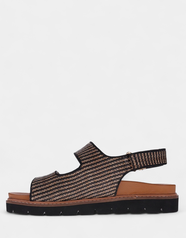 Mia Vita - Dakota Slingback Sandal - Black Raffia